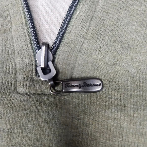 Tommy Bahama Cotton Quarter Zip Sweater Olive Green Men Mock Neck Long Sleeve - Picture 4 of 11